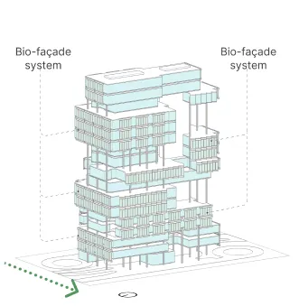 Step 4 – Design details involve placing algae façade modules and other materials