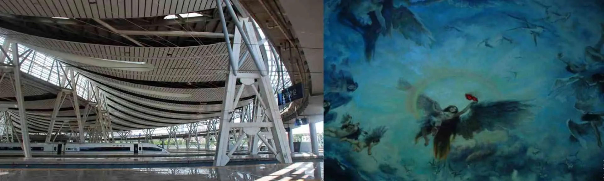 Ekspresi arsitektur dengan refleksi tradisional kuil Cina dan karya seni pada langit-langit stasiun (China Friendship Development International Engineering Design and Consultation Corporation, 2015a).