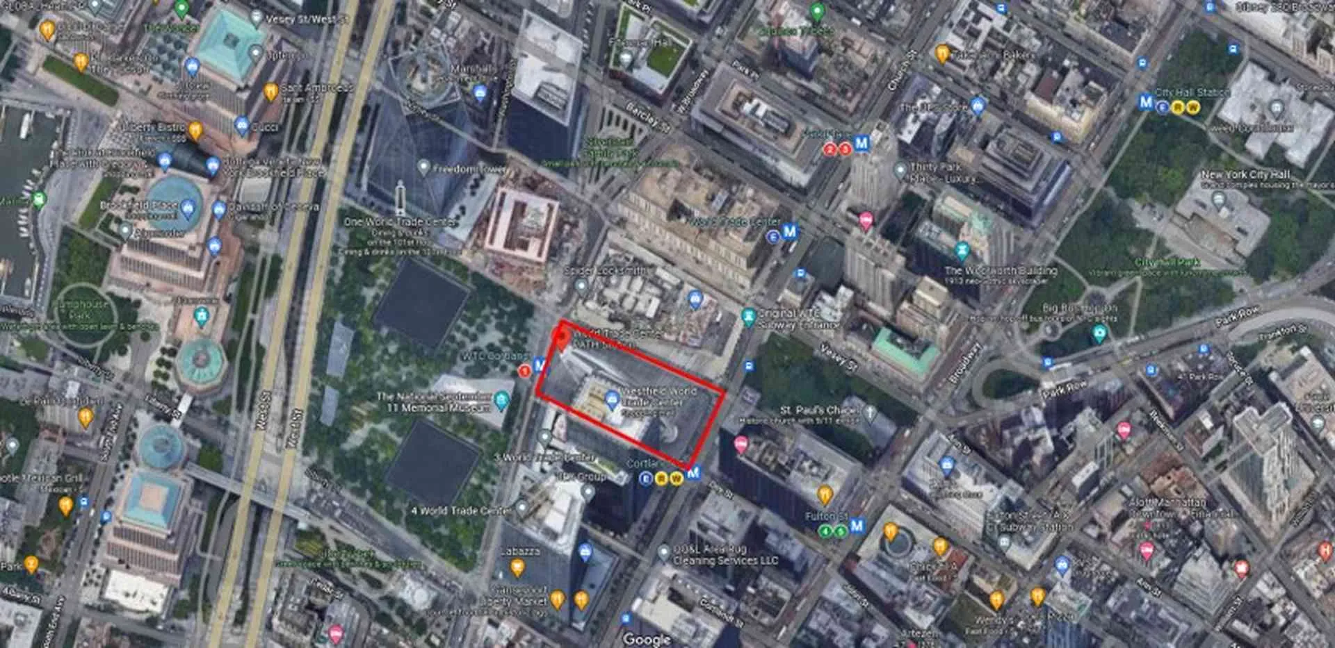 Tapak Oculus dan sekitarnya (Google Maps, 2022c).